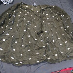 Sonoma Olive Green Floral Boho Top